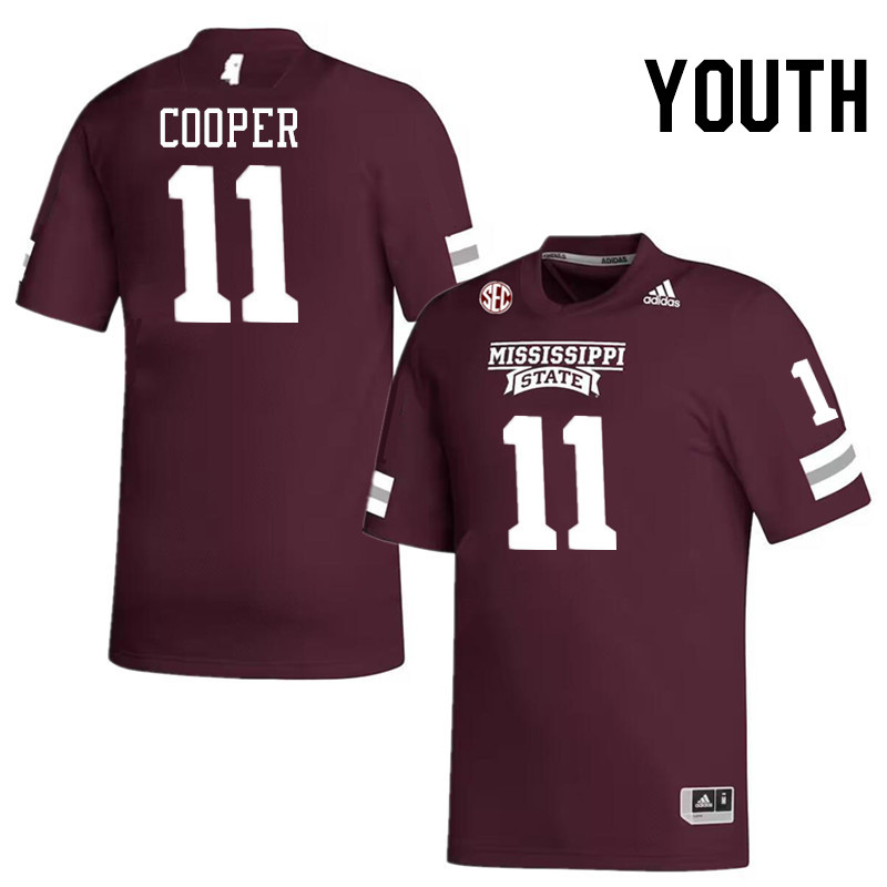 Youth #11 Ty Cooper Mississippi State Bulldogs College Football Jerseys Stitched-Maroon